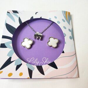 Lily Sky Jewelry Set Earrings Necklace Elephant Mother Of Pearl New